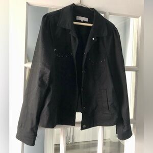 Duplex Jacket, Size 2X, Black with Rhinestones on the Front Upper Pockets